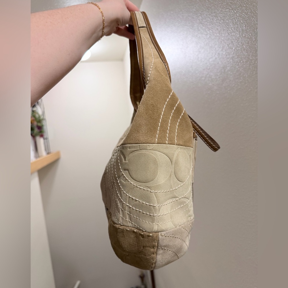 Coach Patchwork XL Ergo Hobo Shoulder Bag in Tan and Gold Y2K - Picture 6 of 12